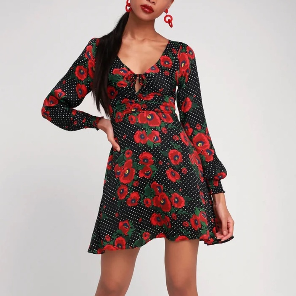 FREE PEOPLE - Morning Light Dress - Black/Red